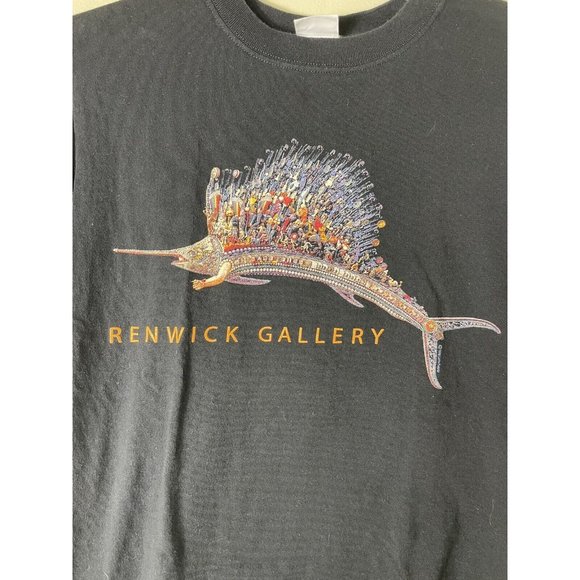 Vintage 1989 Smithsonian Institution Black Graphic Shirt Renwick Gallery - Picture 8 of 8